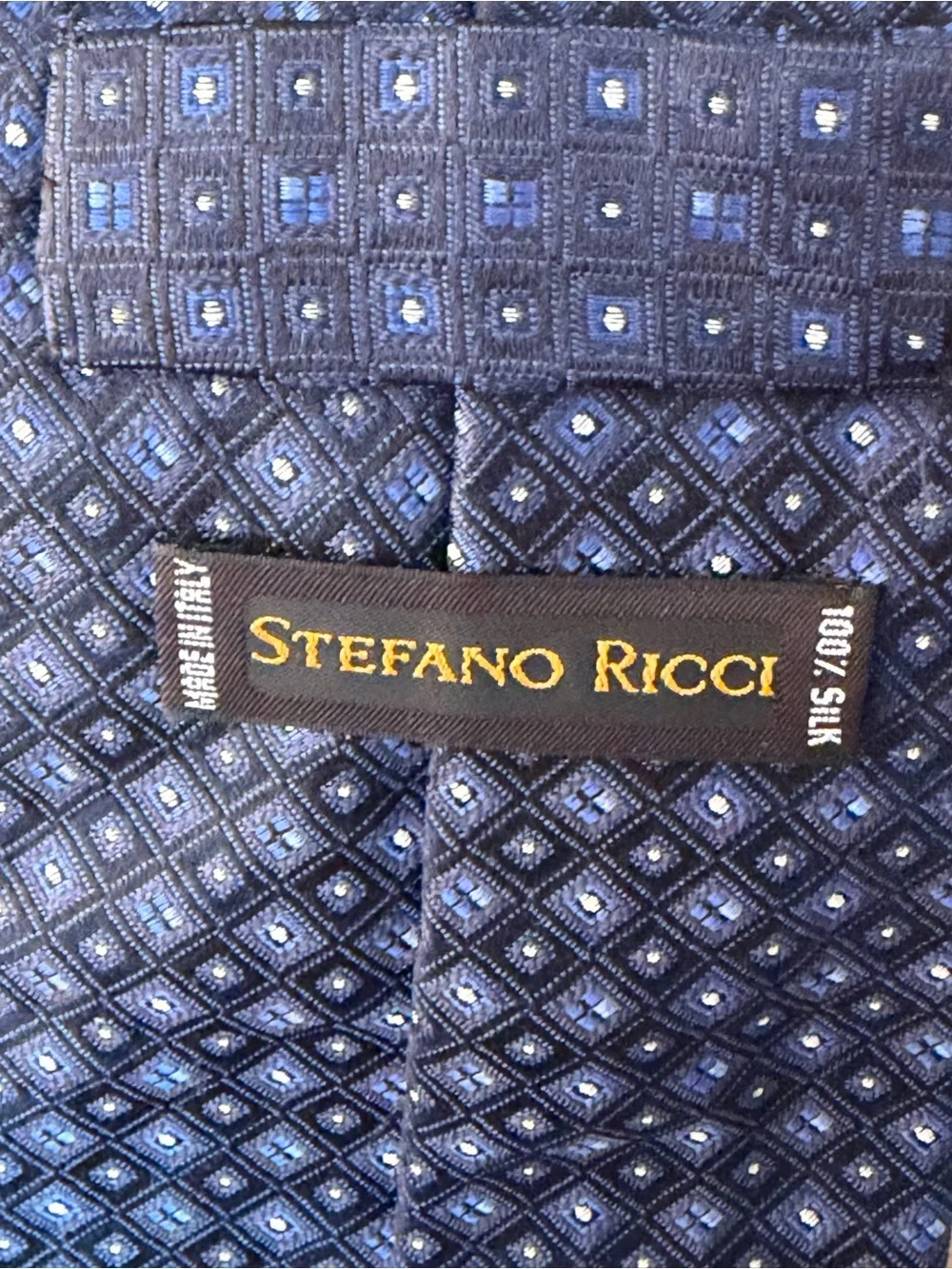 Stefano Ricci Navy Blue Geometric Silk Tie